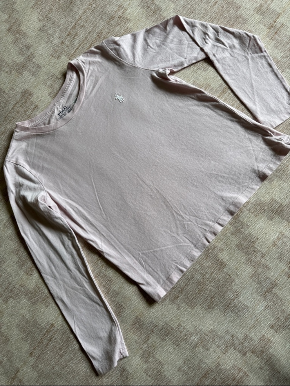 Polo by Ralph Lauren Kids Light Pink Long-Sleeve Crew Tee size M(8-10)